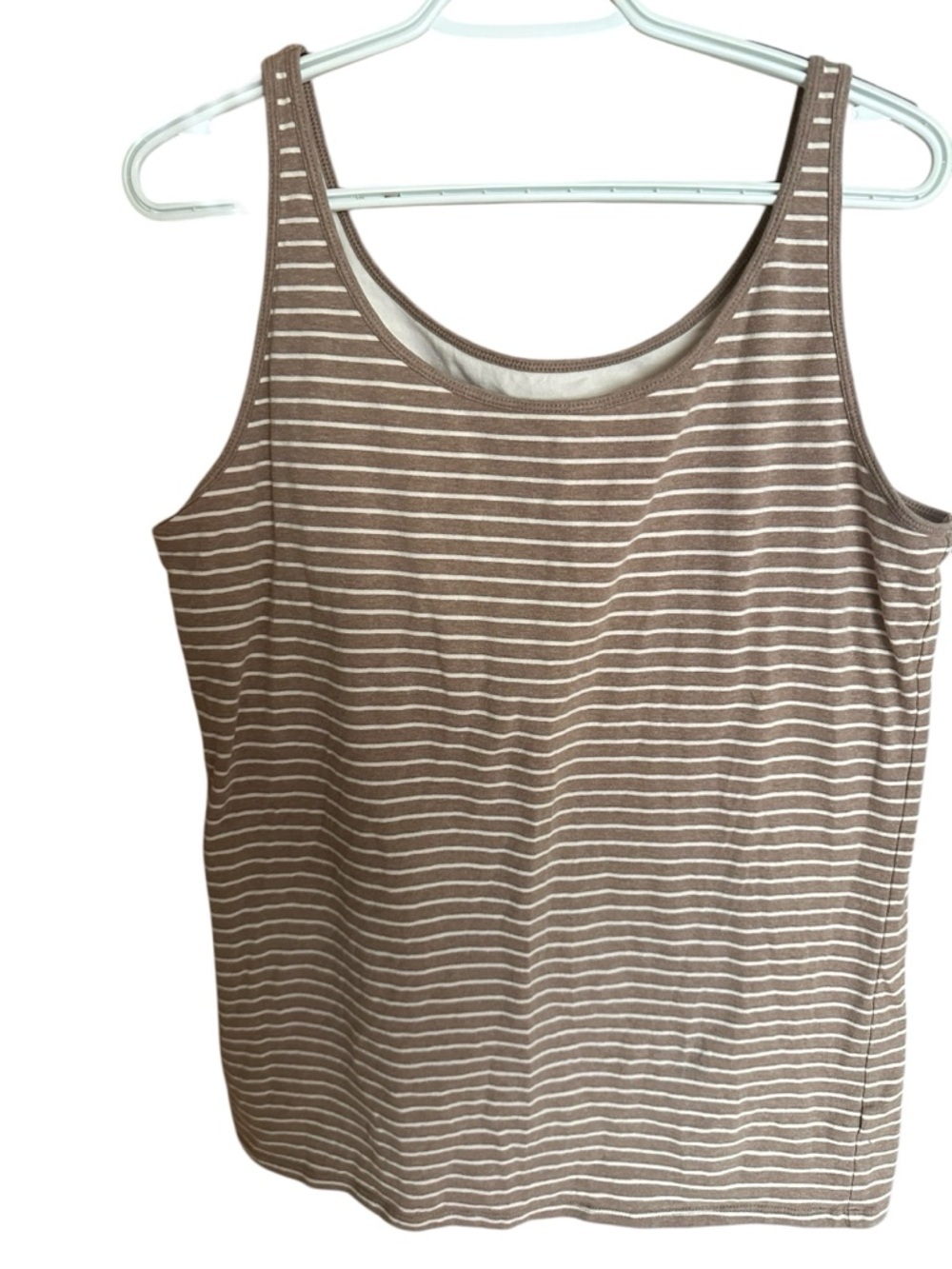 Duluth Trading Co Cream and white stripe Tank Top